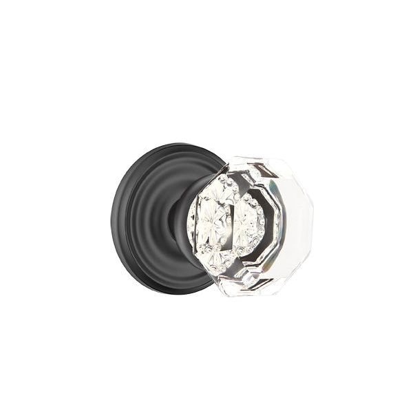 Emtek Old Town Crystal Knob 2-3/8 in Backset Privacy w/Regular Rose for 1-1/4 in to 2 in Door Flat Black 8200OTUS19 - main